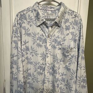 Tommy Bahama White and Blue Floral Button-Down Shirt